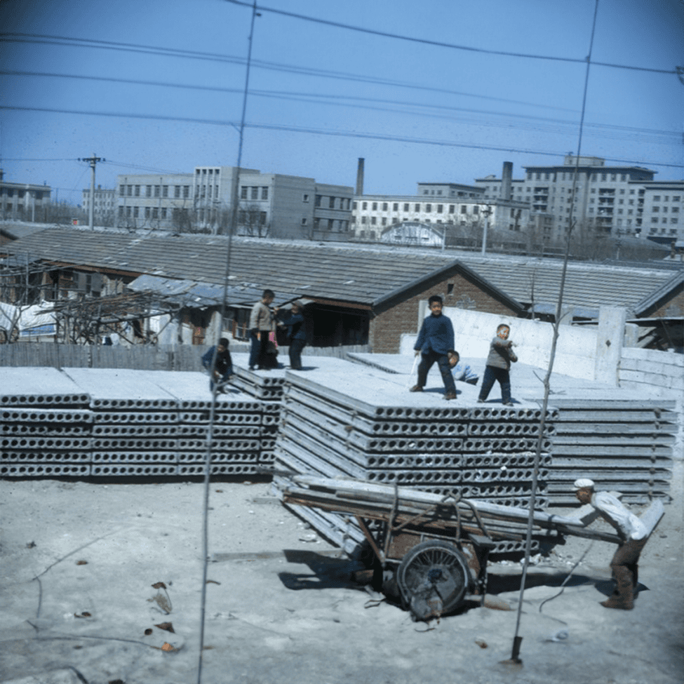 kids play at construction site